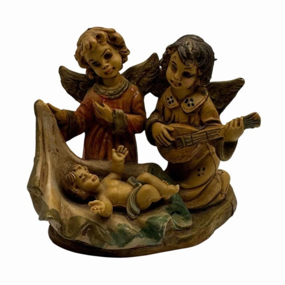 Vintage Fontanini figurine featuring angels Baby Jesus Christmas Nativity Italy